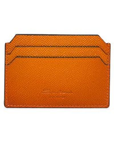 Santoni Orangefarbenes Kreditkartenetui Aus Saffiano-Leder, Größe