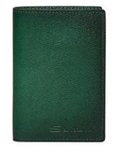 Santoni Grünes Portemonnaie Im Hochformat Aus Saffiano-Leder Grun, Größe
