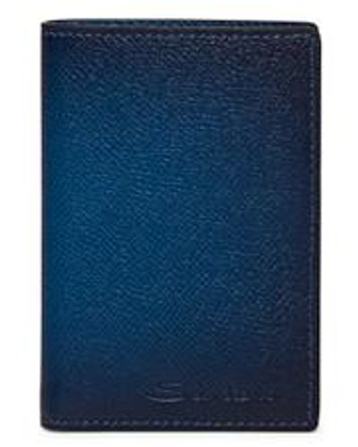 Santoni Blaues Portemonnaie Im Hochformat Aus Saffiano-Leder, Größe