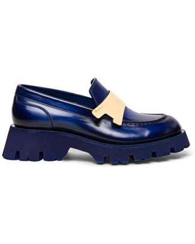 Santoni Leather Loafer Blau, Größe