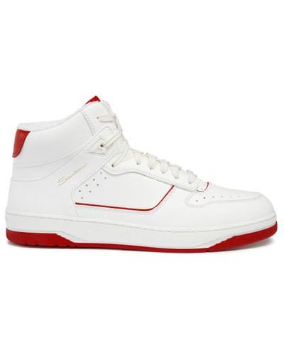 Santoni Weiß-Rote Sneak-Air-Sneakers Für Herren Aus Leder Weiss, Größe