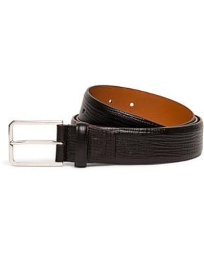 Santoni Embossed Leather Adjustable Belt Dark - Brown