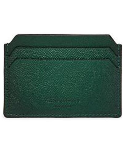Santoni Saffiano Leather Credit Card Holder - Green