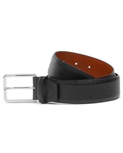 Santoni Adjustable Saffiano Leather Belt - Brown