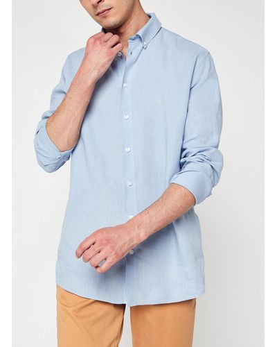 SELECTED Slhregkylian-Linen Shirt Ls B - Blau