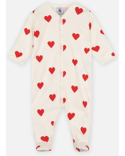 Petit Bateau Mescoeurs - Pyjama Avec Pieds en Coton Bio - Bébé Fille - Weiß