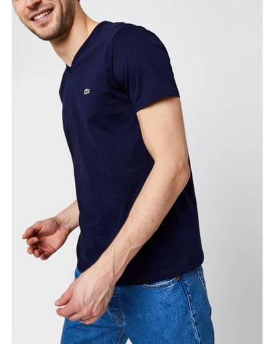 Lacoste T-shirt col V en jersey de coton - Blau