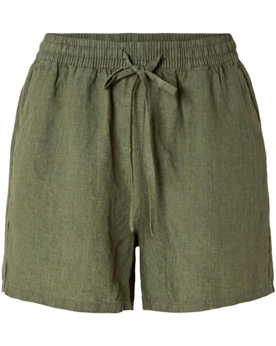 SELECTED Slflinnie Mw Linen Shorts B - Grün