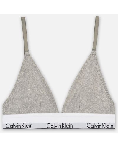 Calvin Klein Heathergrau -Baumwoll -modernes unbegrenztes Dreieck BH