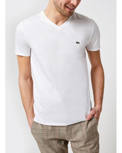 Lacoste T-shirt col V en jersey de coton - Weiß