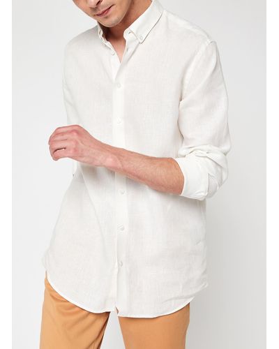 SELECTED Slhregkylian-Linen Shirt Ls B - Weiß