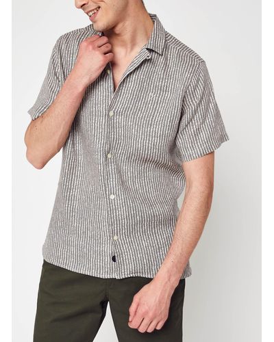 Casual Friday Anton Ss Printed Linen Resort Shirt - Grau