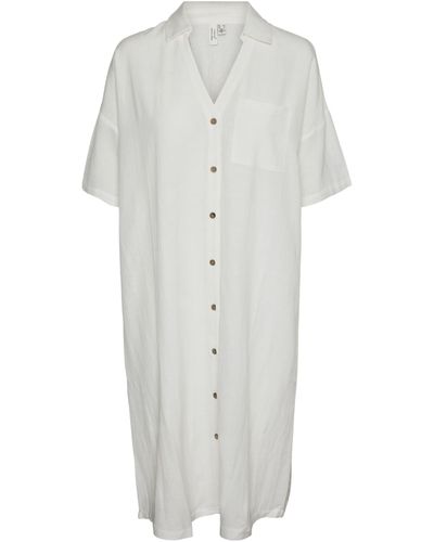Vero Moda Vmkarla 2/4 Shirt Dress Wvn Btq - Weiß