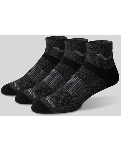 Saucony Inferno Merino Wool Blend Quarter 3-pack Sock - Black