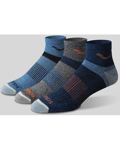 Saucony Inferno Merino Wool Blend Quarter 3-pack Sock - Blue