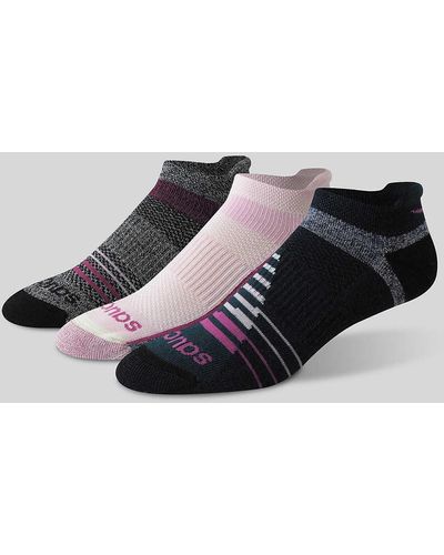 Saucony Inferno Merino Wool Blend No Show 3-pack Sock - Purple