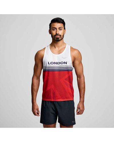 Saucony London Stopwatch Graphic Singlet - Red