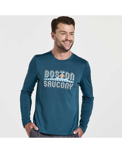 Saucony Stopwatch Graphic Long Sleeve - Blue