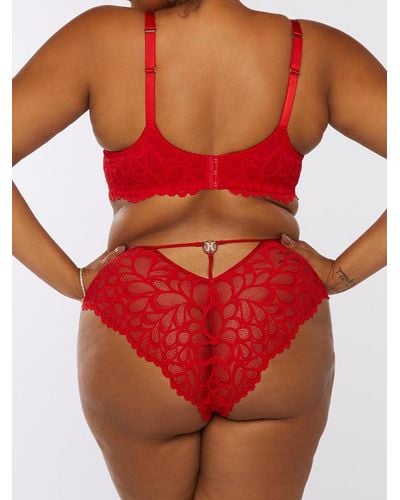 Savage X Savage Not Sorry Lace Cheeky Panty - Red