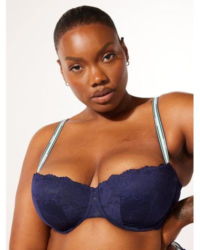 Savage X Serving Courtside Lightly Lined Balconette Bra - Blue