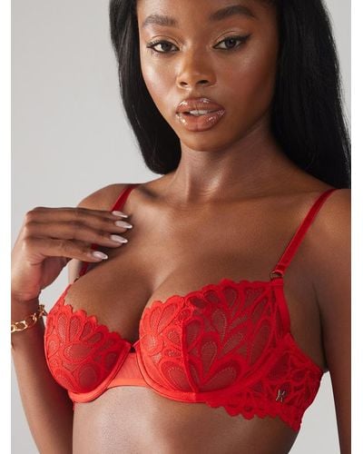 Savage X Savage Not Sorry Unlined Lace Balconette Bra - Red
