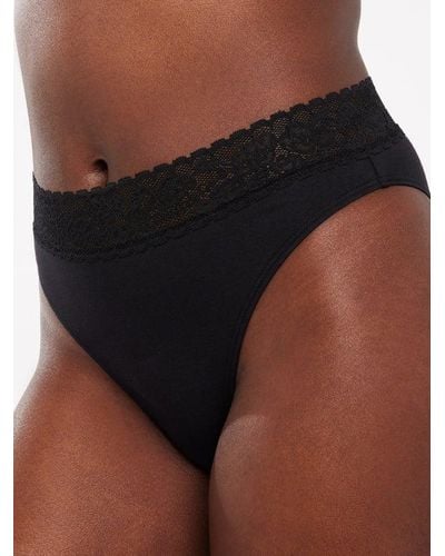 Savage X Cotton Essentials Lace-trim High-leg Bikini Knickers - Brown