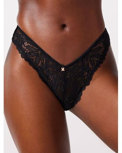 Savage X Romantic Corded Lace Thong - Brown