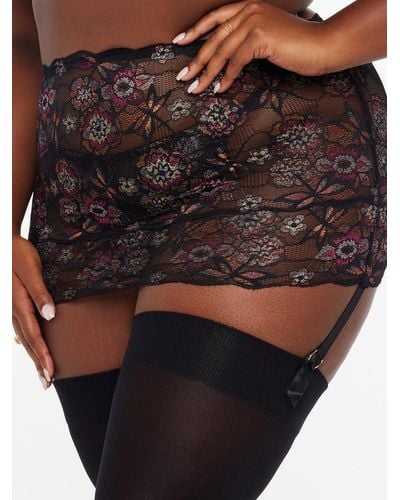 BLACK FLORAL LACE THIGH HIGH STOCKINGS