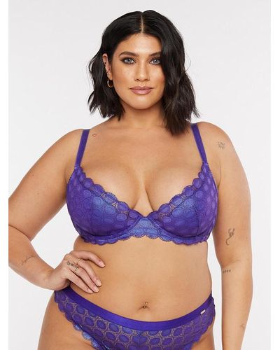 Savage X Fenty, Women's, Curvy Unlined Leopard Lace Covered Bra, Electric  Blue, 38DD at  Women's Clothing store