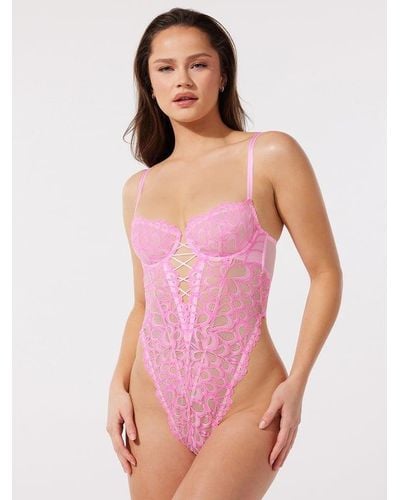 Savage X Savage Not Sorry Underwire Teddy - Pink