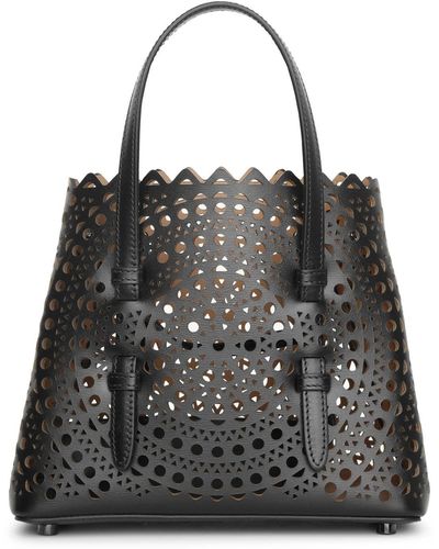 Alaïa Mina 20 Vienne Circulaire Black Leather Tote Bag