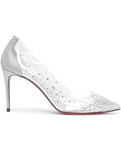 Christian Louboutin Degrastrass 85 Glitter Court Shoes - White