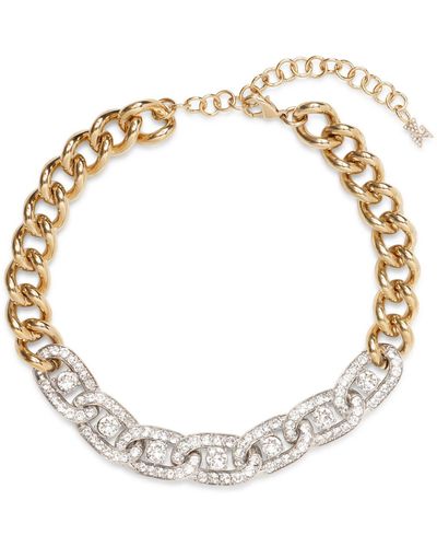 AMINA MUADDI Matthew Choker Gold Crystal Necklace - Metallic