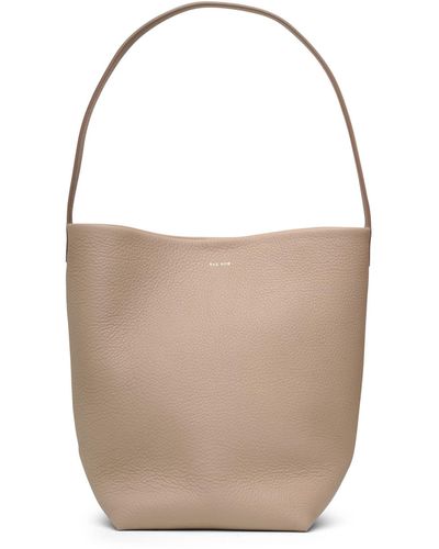 The Row Medium N/s Park Taupe Grain Leather Tote Bag - Brown