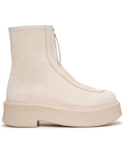 The Row Zipped 1 Beige Nubuck Ankle Boots - Natural