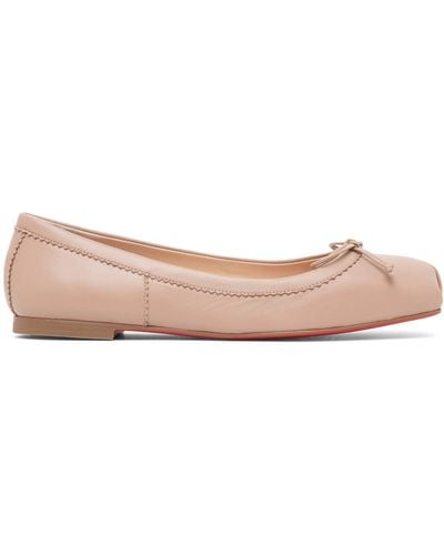Christian Louboutin Mamadrague Beige Leather Flats - Pink