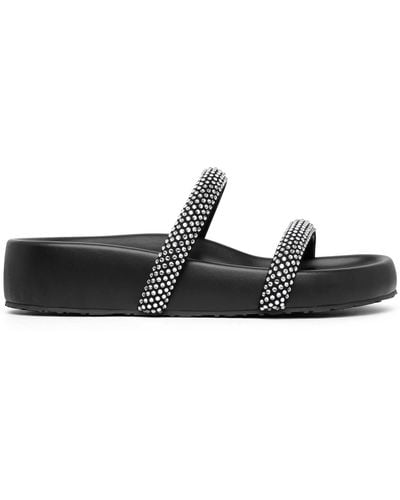 Gianvito Rossi Croisette Black Crystal Slide Sandals