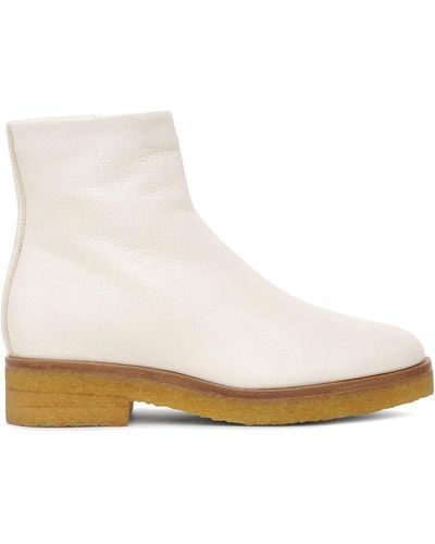 The Row Boris White Leather Boots