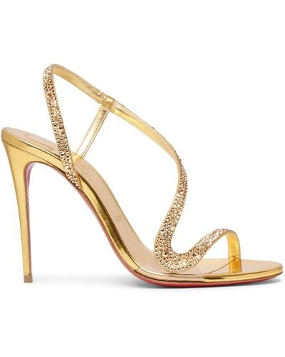 Christian Louboutin Rosalie 100 Gold Crystal Sandals - Metallic