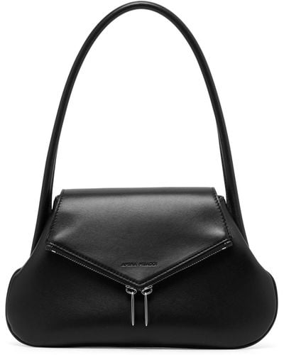 AMINA MUADDI Gemini Black Leather Shoulder Bag