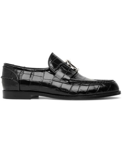 Christian Louboutin Cl Moc Flat Embossed Black Leather Loafers