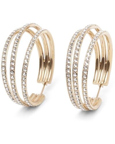 AMINA MUADDI Vittoria Hoop White And Gold Crystal Earrings - Metallic