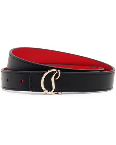 Christian Louboutin Cl Logo 25mm Black Belt - Red