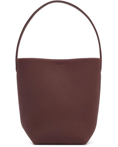 The Row Small N/s Park Brown Leather Tote Bag - Purple