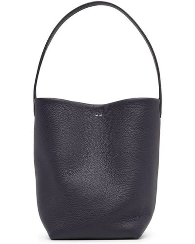 The Row Medium N/s Dark Blue Leather Tote Bag