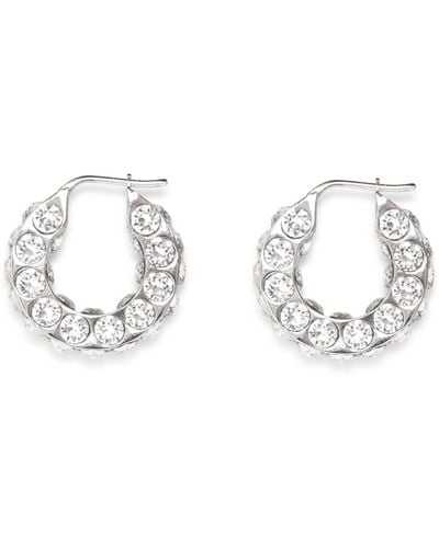 AMINA MUADDI Jah Hoop Small White And Silver Crystal Earrings - Metallic