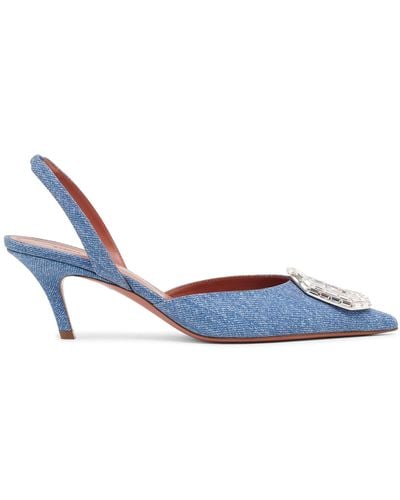 AMINA MUADDI Camelia Sling 60 Denim Court Shoes - Blue