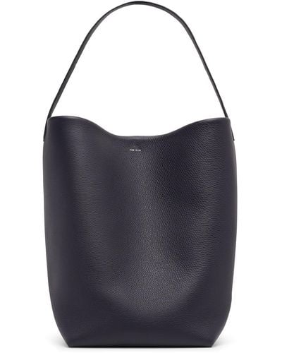 The Row Large N/s Dark Blue Leather Tote Bag