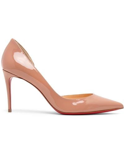 Christian Louboutin Iriza 85 Beige Patent Court Shoes - Pink