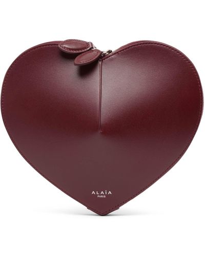 Alaïa Le Coeur Dark Red Leather Crossbody Bag